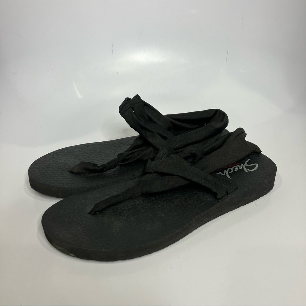 Skechers yoga mat sling sandals flip flops black size 10 casual summer - Picture 1 of 8